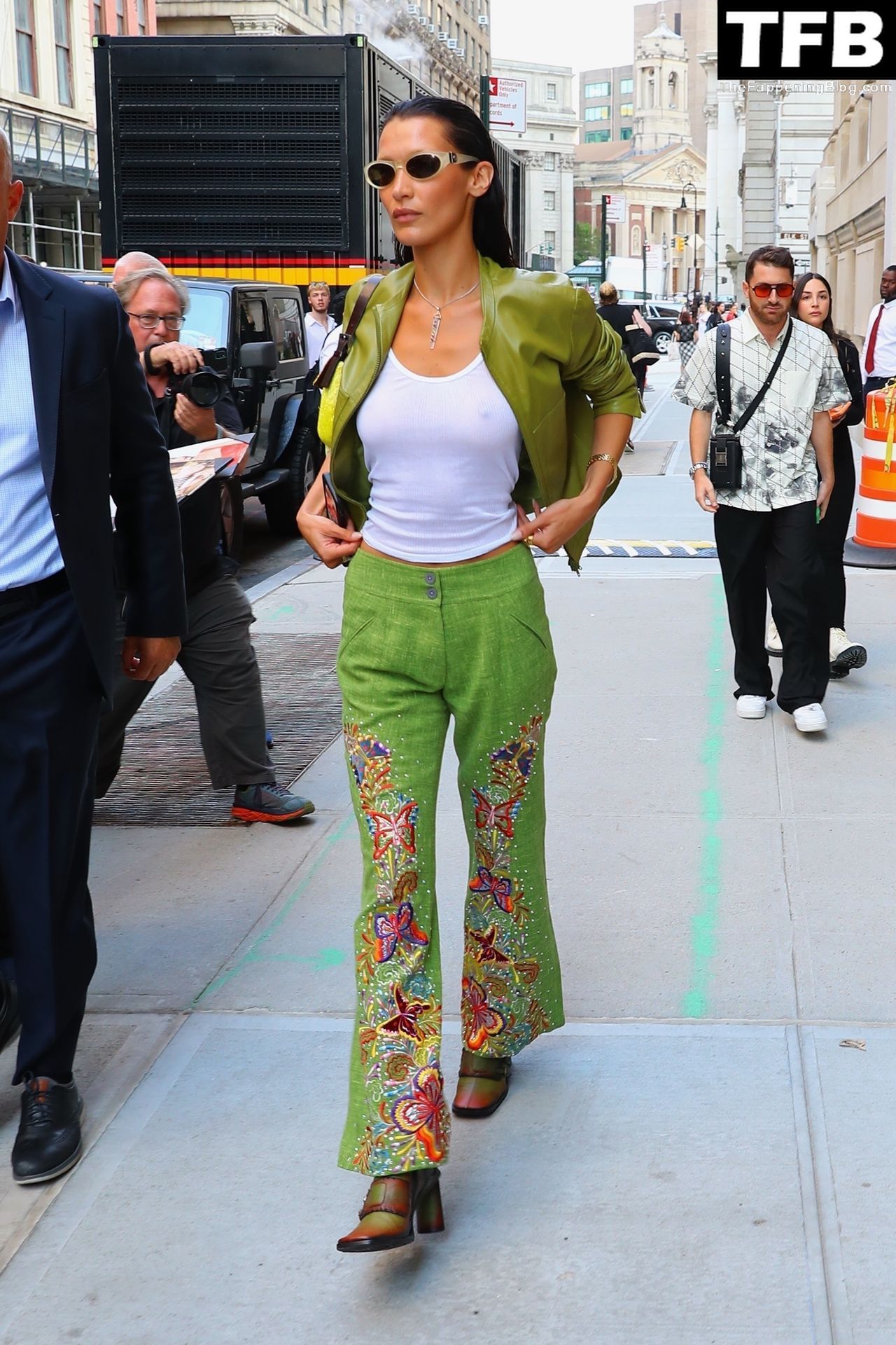Bella Hadid See Through Braless The Fappening Blog 15 - Braless Bella Hadid Wears the Cutest Lime Green Look While Out in NYC (54 Photos)