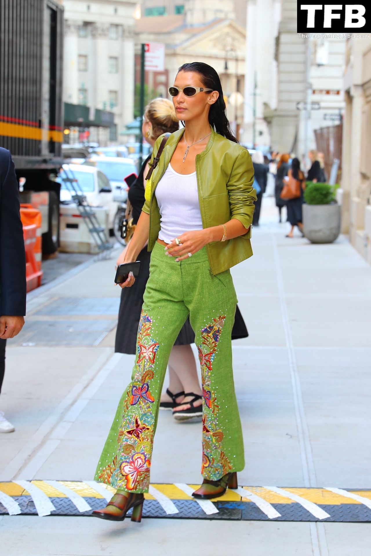 Bella Hadid See Through Braless The Fappening Blog 22 - Braless Bella Hadid Wears the Cutest Lime Green Look While Out in NYC (54 Photos)