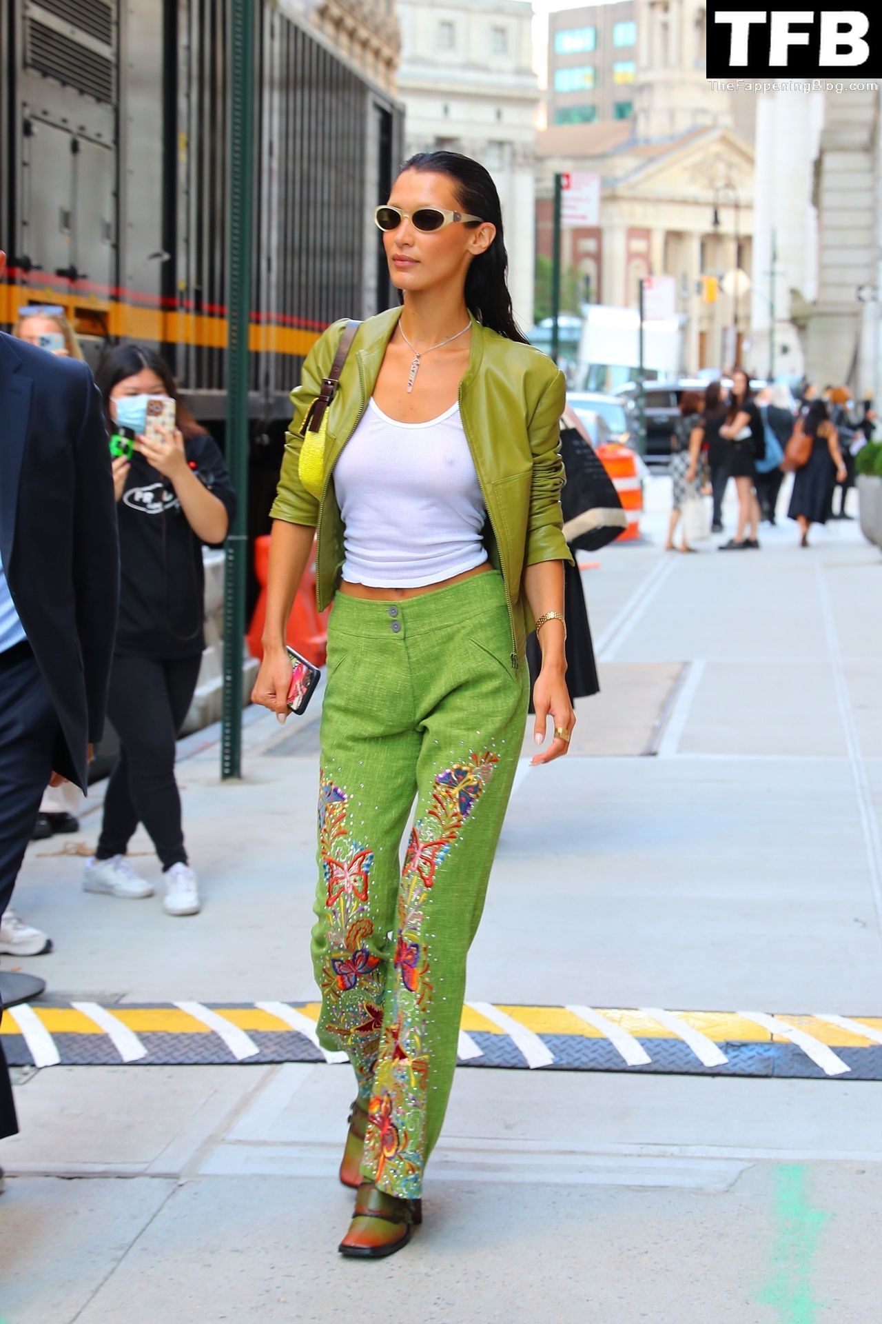 Bella Hadid See Through Braless The Fappening Blog 23 - Braless Bella Hadid Wears the Cutest Lime Green Look While Out in NYC (54 Photos)