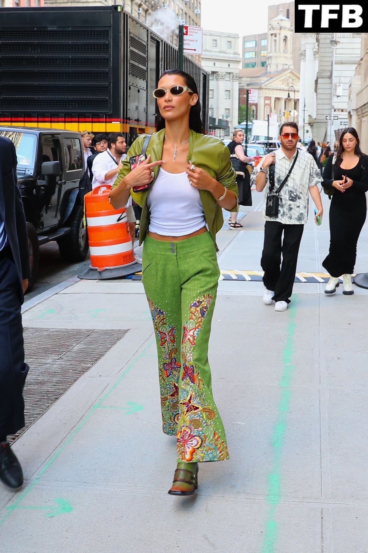 Bella Hadid See Through Braless The Fappening Blog 28 - Braless Bella Hadid Wears the Cutest Lime Green Look While Out in NYC (54 Photos)