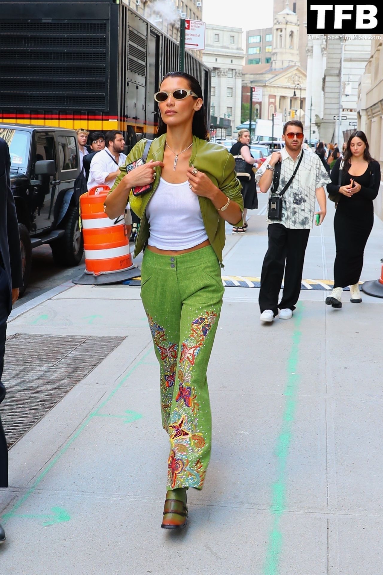 Bella Hadid See Through Braless The Fappening Blog 29 - Braless Bella Hadid Wears the Cutest Lime Green Look While Out in NYC (54 Photos)