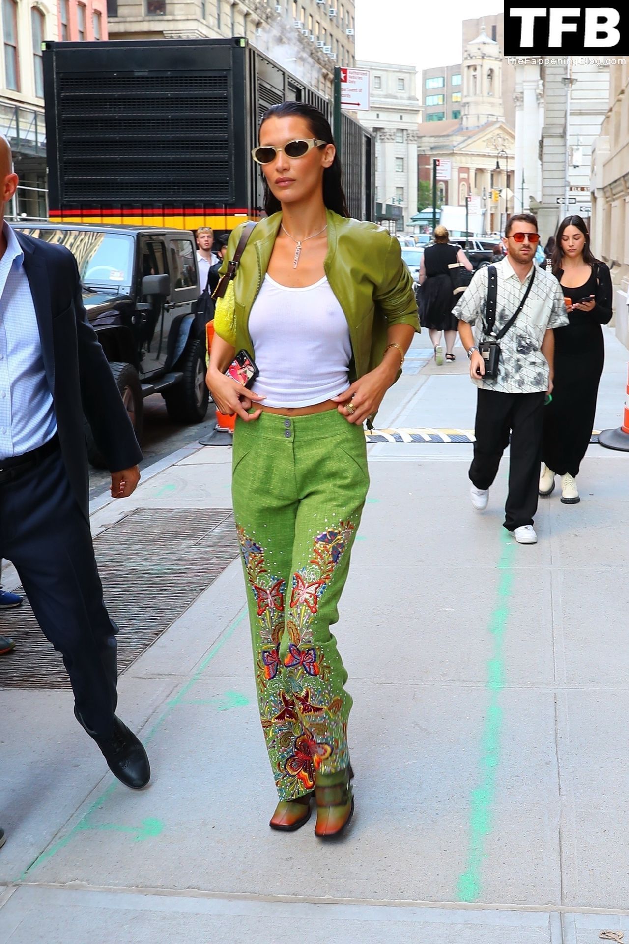 Bella Hadid See Through Braless The Fappening Blog 31 - Braless Bella Hadid Wears the Cutest Lime Green Look While Out in NYC (54 Photos)