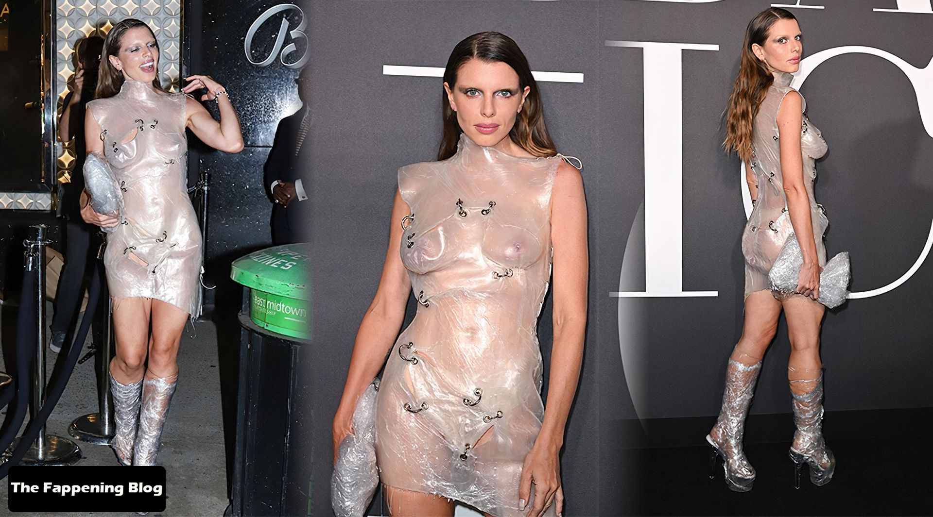 Julia Fox Braless Tits in Sheer Outfit 1 thefappeningblog.com  - Julia Fox Wears an Outlandish See-Through Tape Outfit at Harper’s Bazaar Party (48 Photos)
