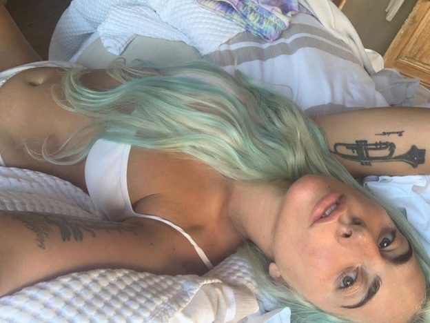 Lady Gaga In Lingerie And Bikini With Azure Hair TheFappening.Pro 1 624x468 - Lady Gaga Flaunts Her Tits (12 Photos)