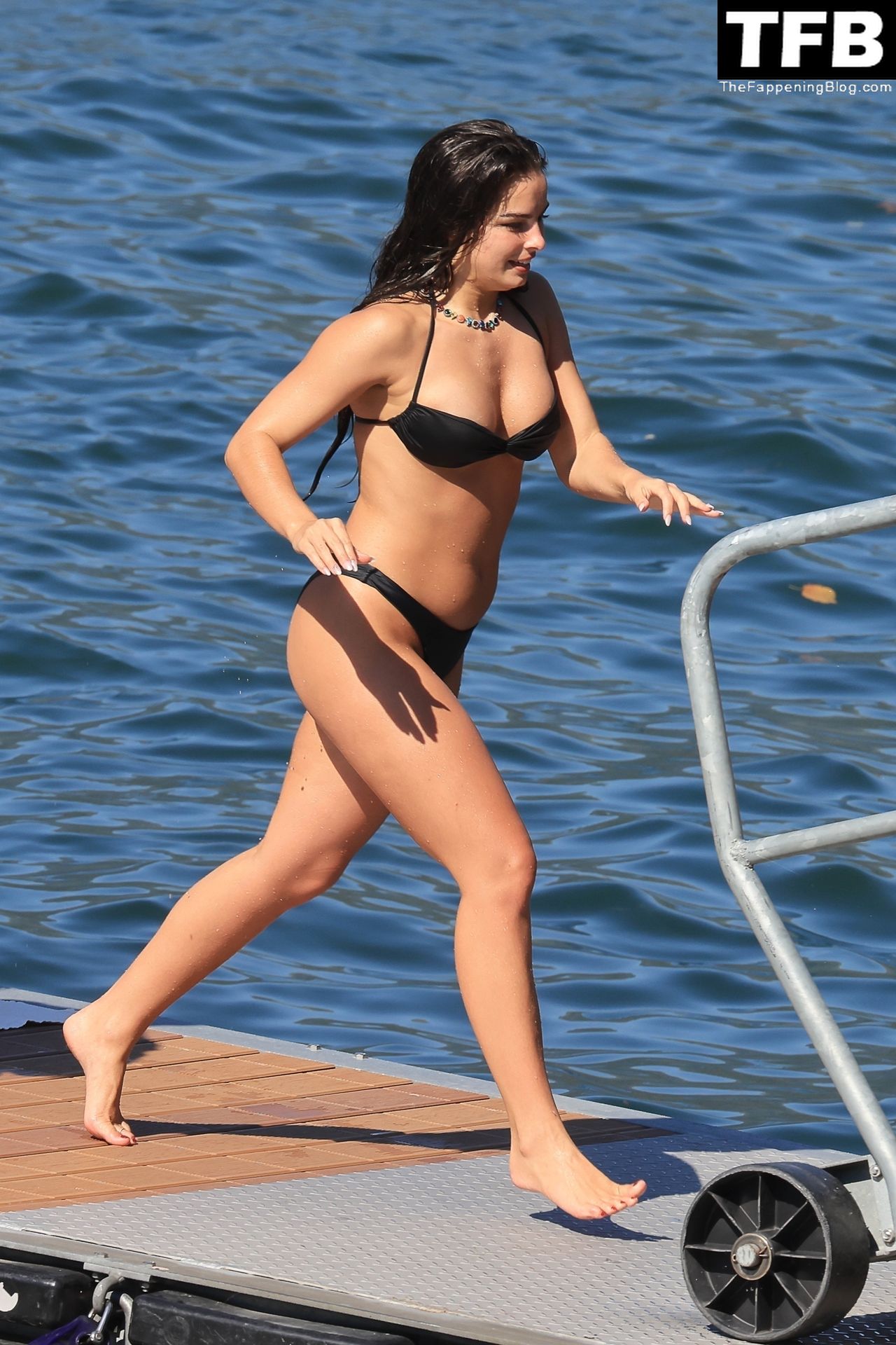 Addison Rae Sexy The Fappening Blog 45 - Addison Rae Displays Her Curves in a Black Bikini on Holiday with Omer Fedi on Lake Como (70 Photos)