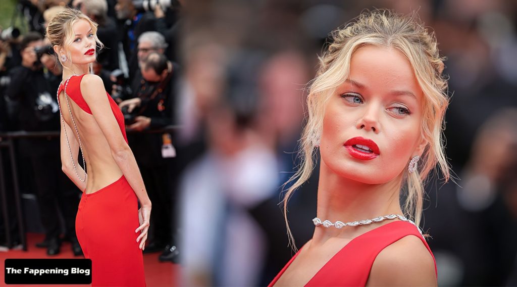 Frida Aasen Sexy in Red Dress 1 thefappeningblog.com  1024x568 - Frida Aasen Looks Stunning in a Red Dress at the 75th Annual Cannes Film Festival (153 Photos)