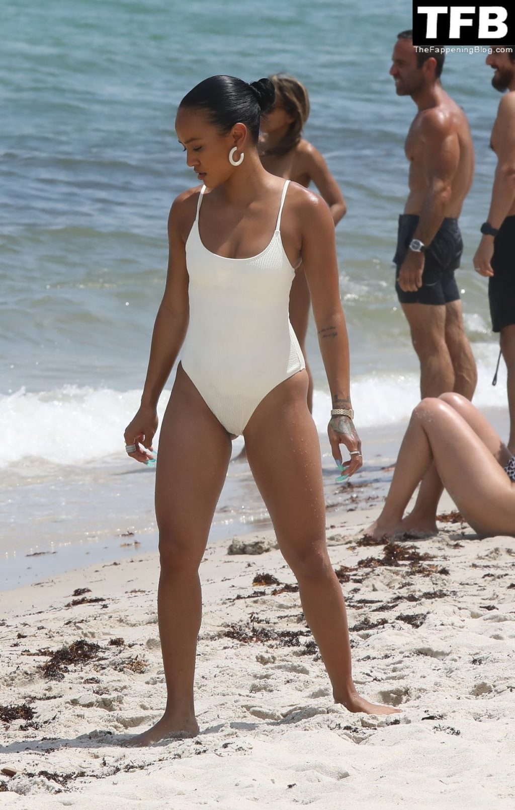 Karrueche Tran Sexy The Fappening Blog 27 1024x1609 - Karrueche Tran Looks Incredible in a White Swimsuit on the Beach in Miami (45 Photos)