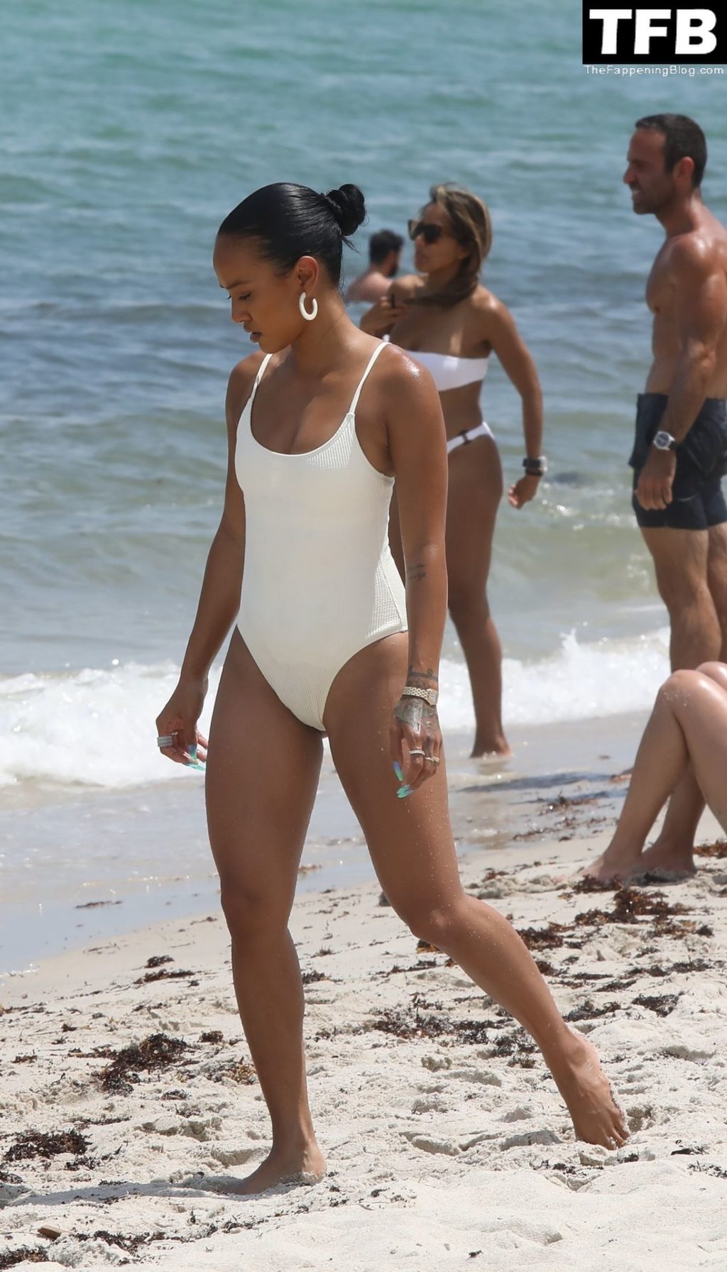 Karrueche Tran Sexy The Fappening Blog 43 1024x1792 - Karrueche Tran Looks Incredible in a White Swimsuit on the Beach in Miami (45 Photos)