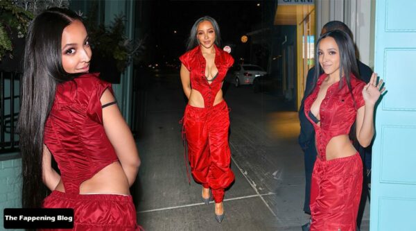 Tinashe Sexy Boobs in Black Bra 1 thefappeningblog.com  1024x568 600x333 - Tinashe Sizzles in a Red Ensemble Arriving at the W Magazine Event (24 Photos)