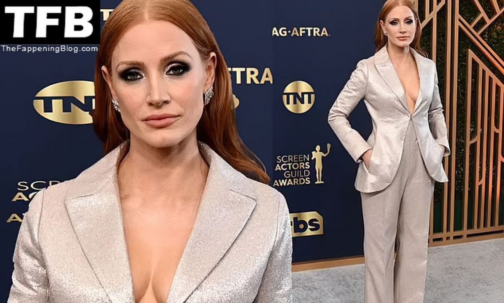 Jessica Chastain Sexy TFB 1 1024x615 - Jessica Chastain Displays Her Cleavage at the 28th Annual Screen Actors Guild Awards (157 Photos)