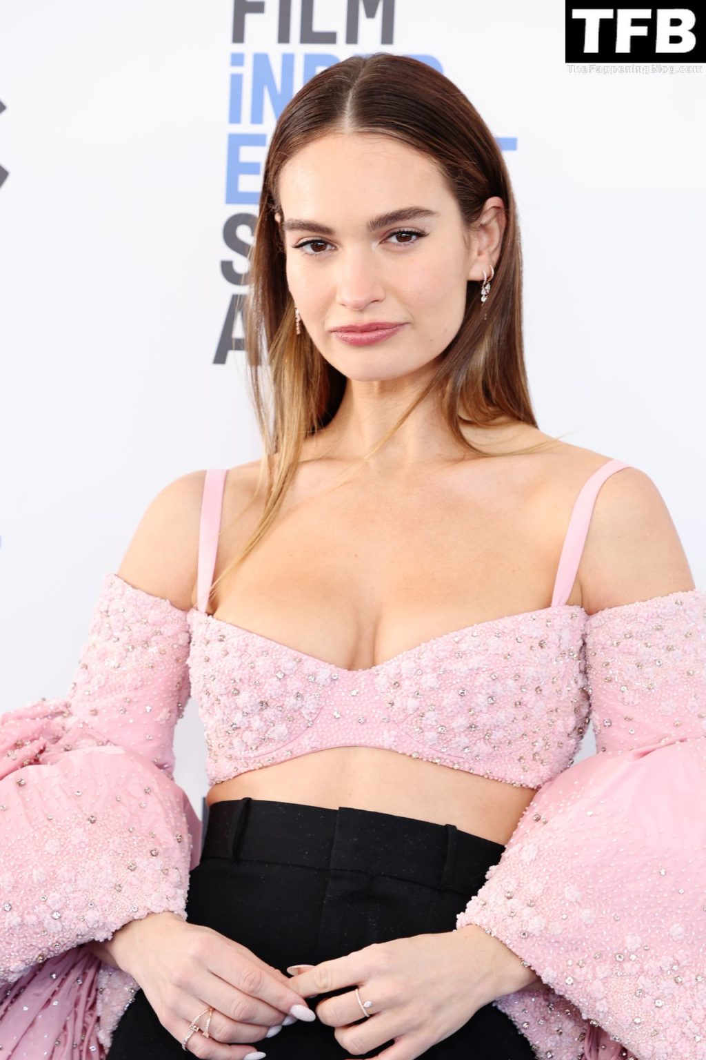Lily James Sexy The Fappening Blog 4 1024x1536 - Lily James Shows Off Her Sexy Tits at the 2022 Film Independent Spirit Awards (18 Photos)