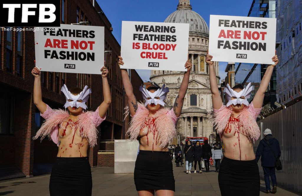 Topless Girls PETA The Fappening Blog 10 1024x665 - PETA Topless Protest at Use of Feathers in the Fashion Industry (32 Photos)