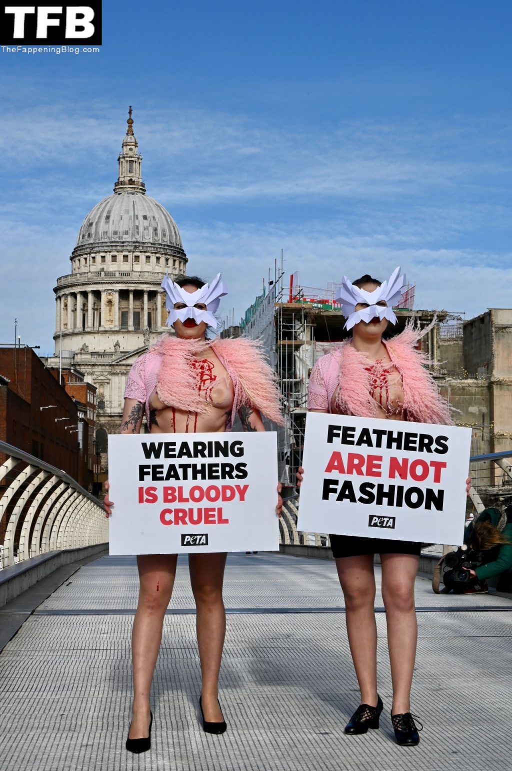 Topless Girls PETA The Fappening Blog 11 1024x1540 - PETA Topless Protest at Use of Feathers in the Fashion Industry (32 Photos)