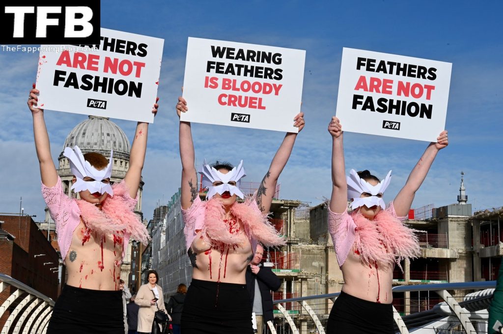 Topless Girls PETA The Fappening Blog 12 1024x681 - PETA Topless Protest at Use of Feathers in the Fashion Industry (32 Photos)