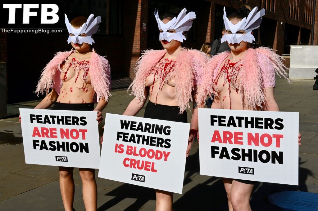 Topless Girls PETA The Fappening Blog 16 1024x681 - PETA Topless Protest at Use of Feathers in the Fashion Industry (32 Photos)