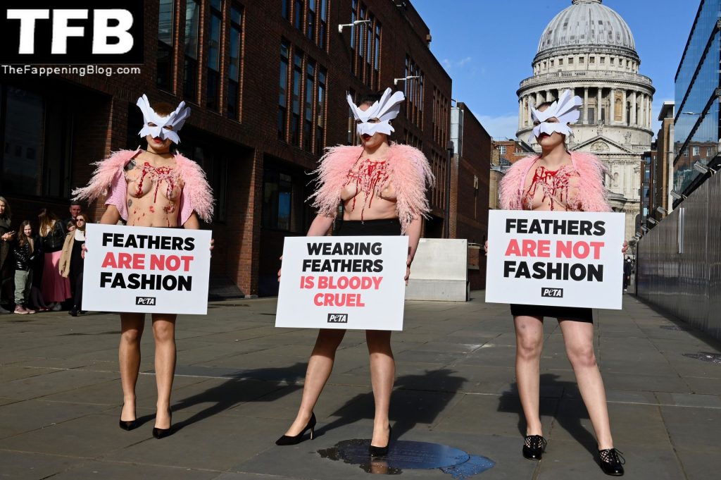 Topless Girls PETA The Fappening Blog 17 1024x681 - PETA Topless Protest at Use of Feathers in the Fashion Industry (32 Photos)