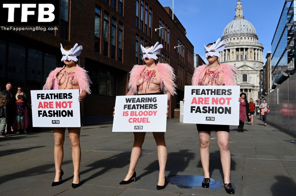 Topless Girls PETA The Fappening Blog 18 1024x681 - PETA Topless Protest at Use of Feathers in the Fashion Industry (32 Photos)
