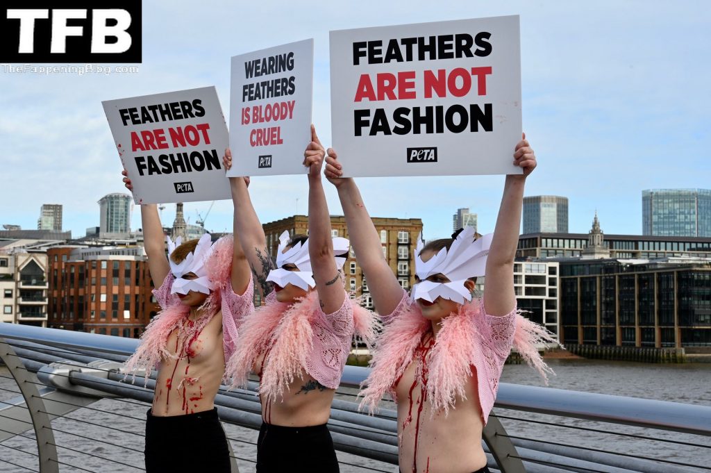 Topless Girls PETA The Fappening Blog 19 1024x681 - PETA Topless Protest at Use of Feathers in the Fashion Industry (32 Photos)