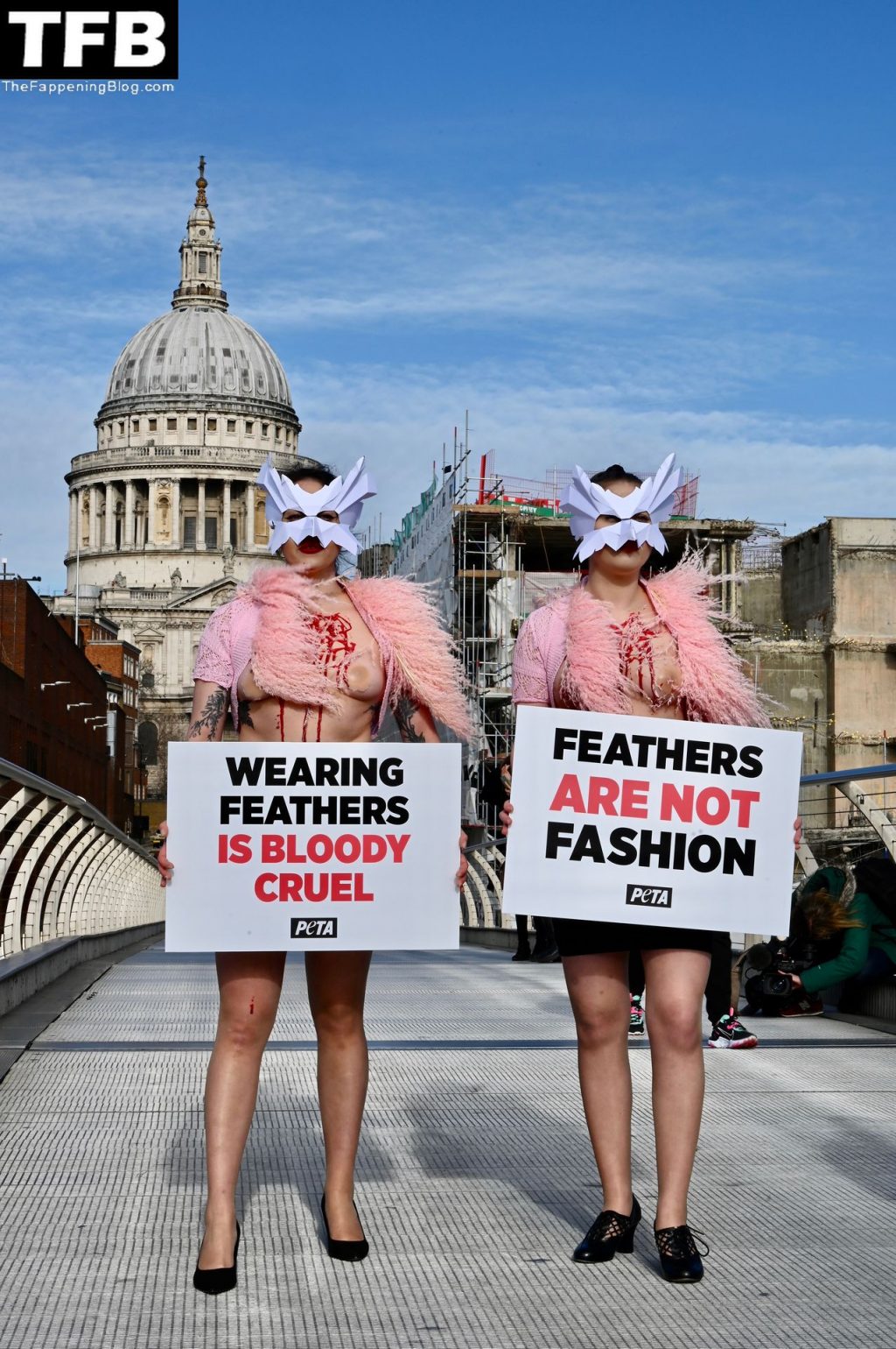 Topless Girls PETA The Fappening Blog 21 1024x1540 - PETA Topless Protest at Use of Feathers in the Fashion Industry (32 Photos)