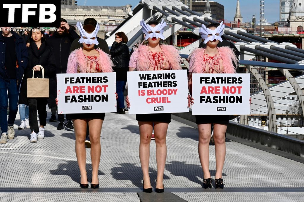 Topless Girls PETA The Fappening Blog 22 1024x682 - PETA Topless Protest at Use of Feathers in the Fashion Industry (32 Photos)
