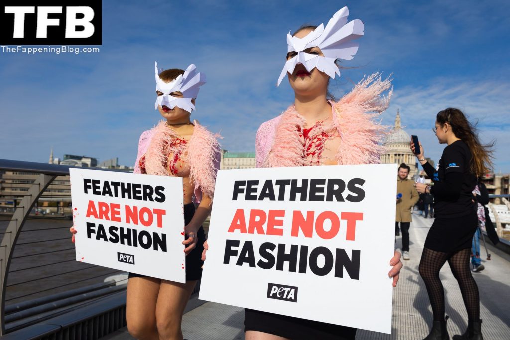 Topless Girls PETA The Fappening Blog 3 1024x683 - PETA Topless Protest at Use of Feathers in the Fashion Industry (32 Photos)