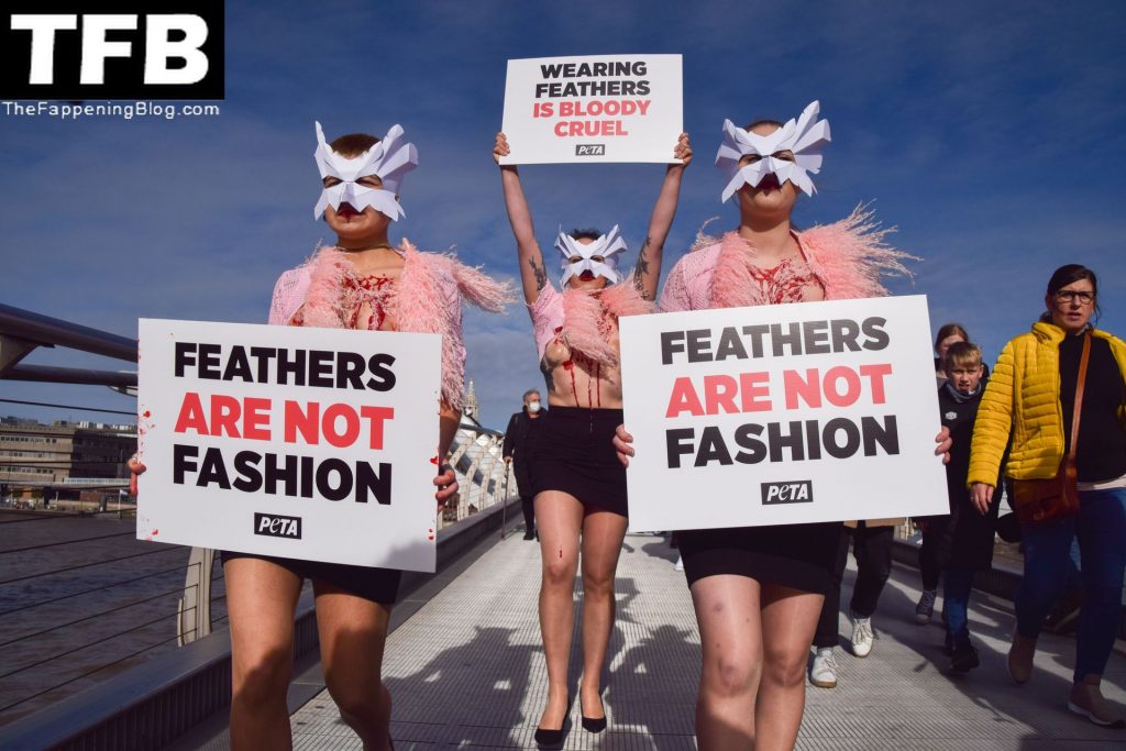 Topless Girls PETA The Fappening Blog 30 1024x683 - PETA Topless Protest at Use of Feathers in the Fashion Industry (32 Photos)