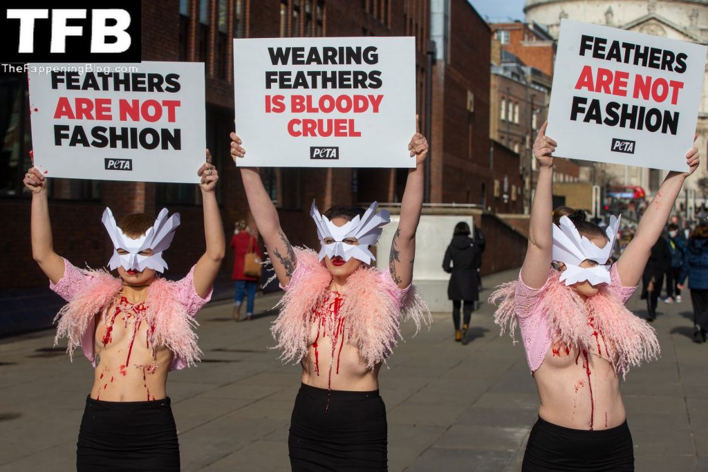Topless Girls PETA The Fappening Blog 31 1024x683 - PETA Topless Protest at Use of Feathers in the Fashion Industry (32 Photos)