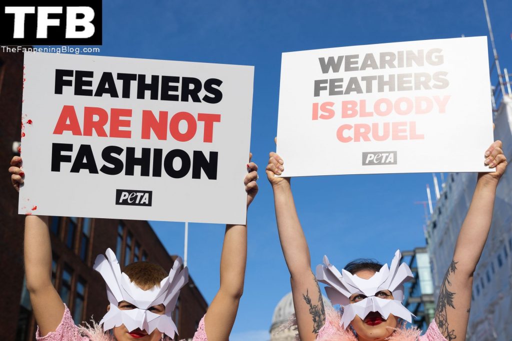 Topless Girls PETA The Fappening Blog 5 1024x683 - PETA Topless Protest at Use of Feathers in the Fashion Industry (32 Photos)
