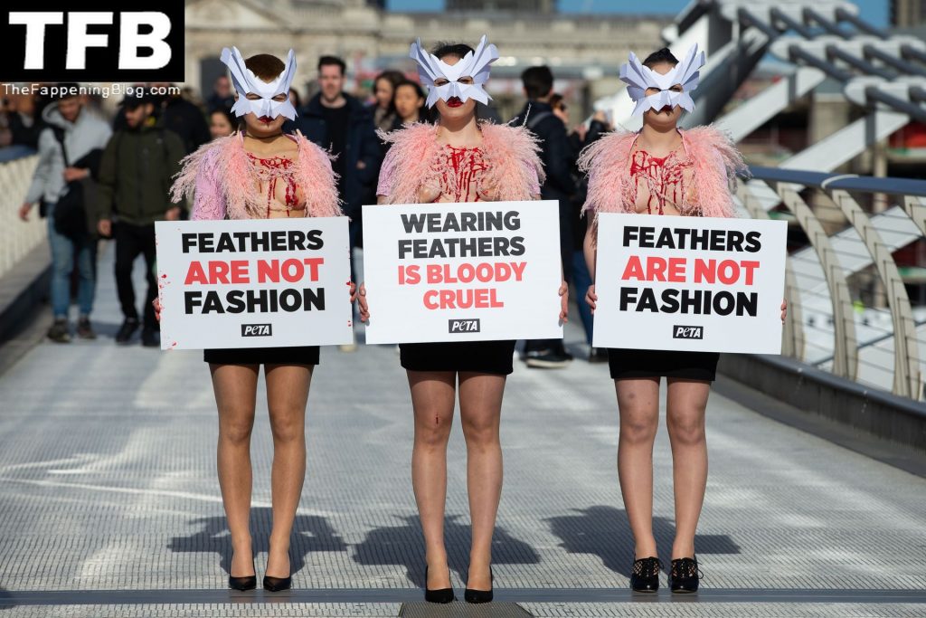 Topless Girls PETA The Fappening Blog 9 1024x683 - PETA Topless Protest at Use of Feathers in the Fashion Industry (32 Photos)