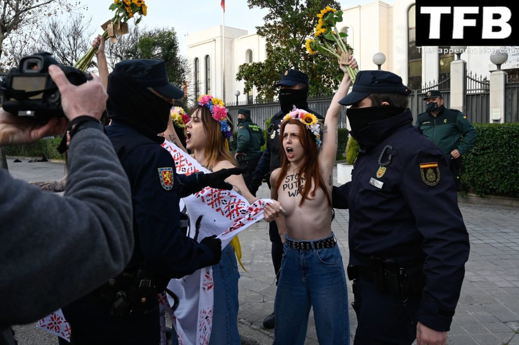Topless female activists The Fappening Blog 2 1024x681 - Russia Invading Ukraine: Nude Protest for Peace (12 Photos)