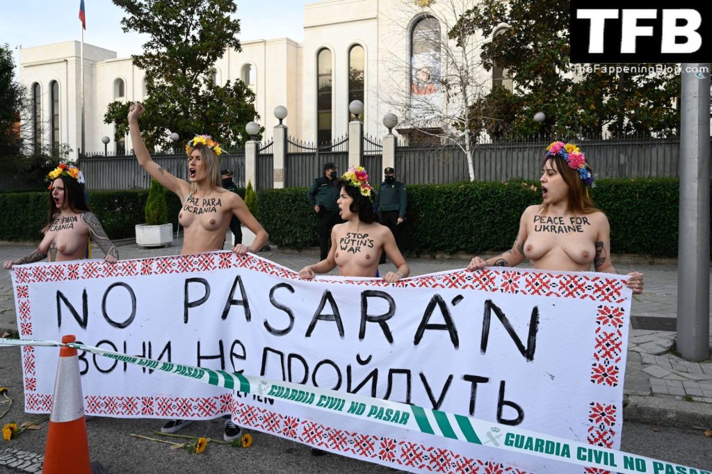 Topless female activists The Fappening Blog 9 1024x682 - Russia Invading Ukraine: Nude Protest for Peace (12 Photos)